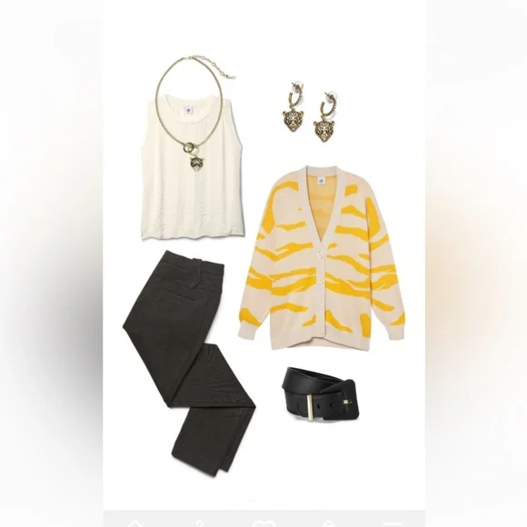 Cabi Roar Cardigan, Size Small, Yellow/Cream - Picture 4 of 10